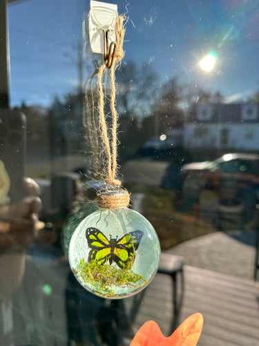 Butterfly Glass Disc Ornament