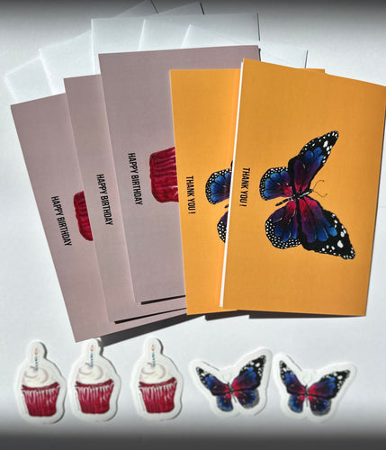 Mixed birthday and thank you greeting card