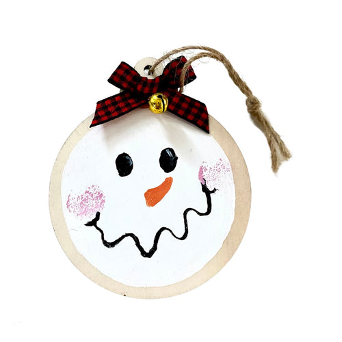 Christmas Snowperson Ornament with Squiggle Smile